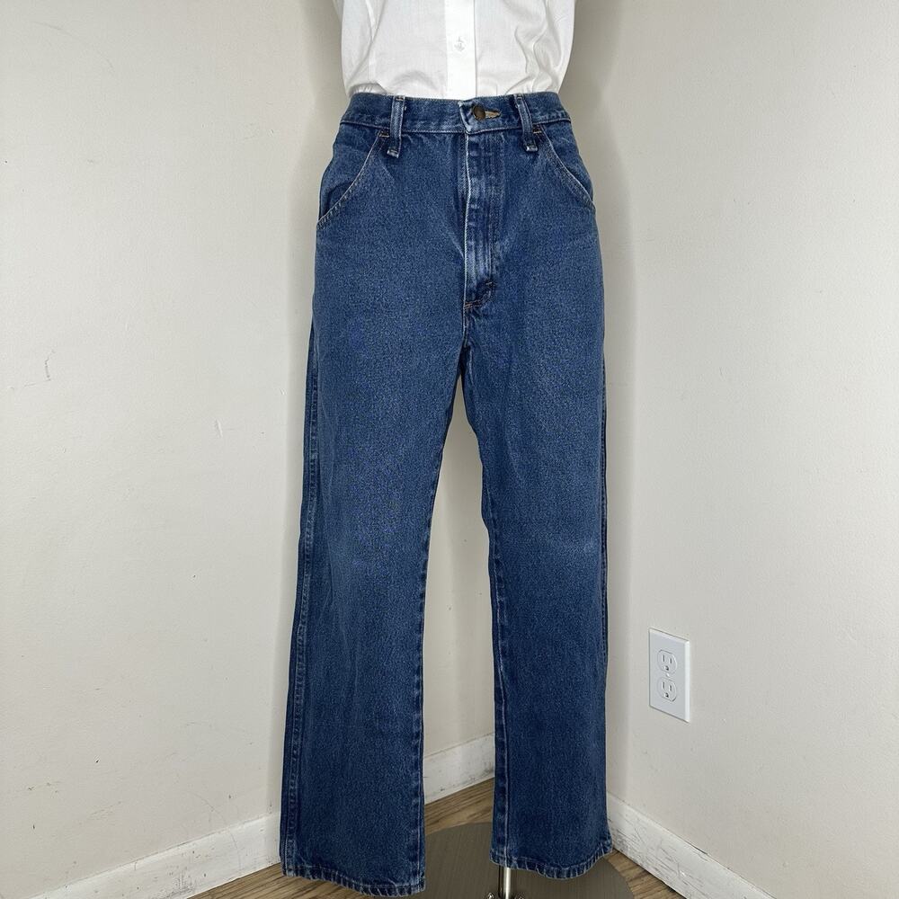 Rustler Mens 33x29 Jeans Blue Straight Medium Wash Denim Work Pants Trousers